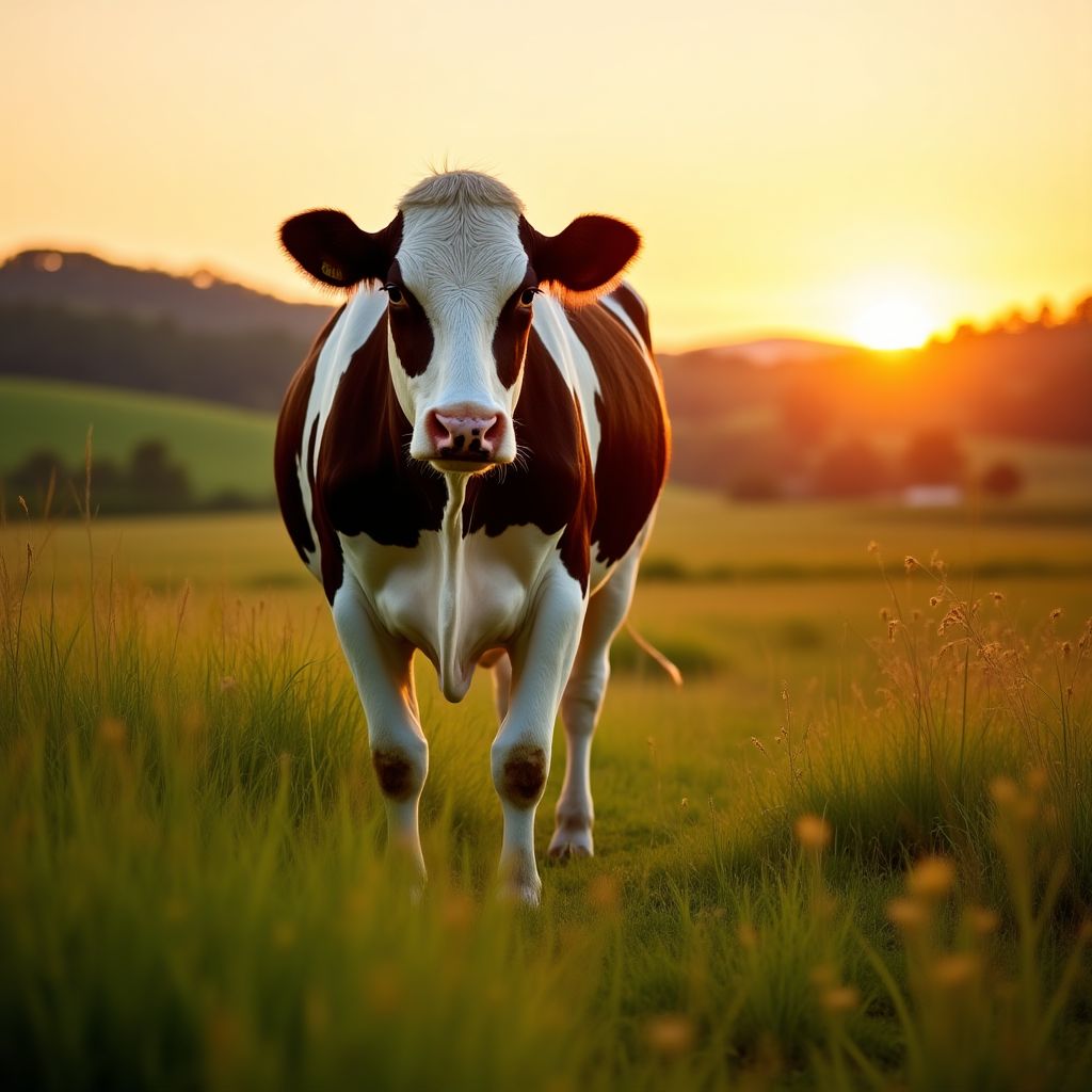 A dairy cow grazing in a green pasture in Barossa Valley.